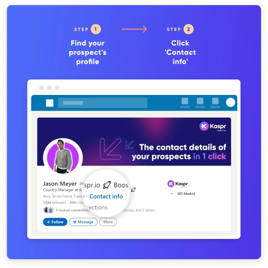 Graphic of how to get contact info from LinkedIn manually 